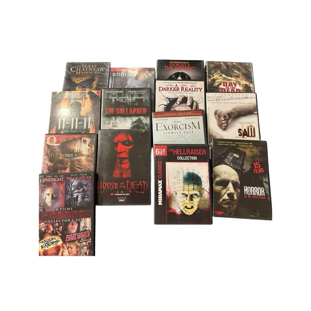 Horror DVD‎ Lot – 14+ Movies & Box Sets | Hellraiser, Saw, Texas Chains Saw